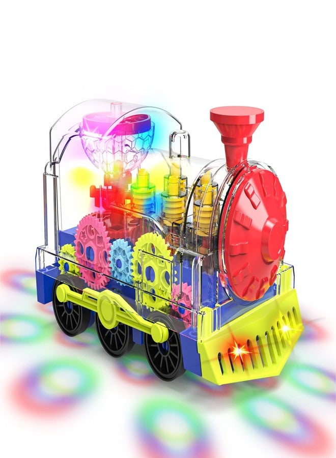 Gofimyee Light Up Train Toy for Toddlers: Transparent Gear Car Toy for Kids with Cool Light and Music Educational Crawling Toys for Baby Boys and Girls - Image 1